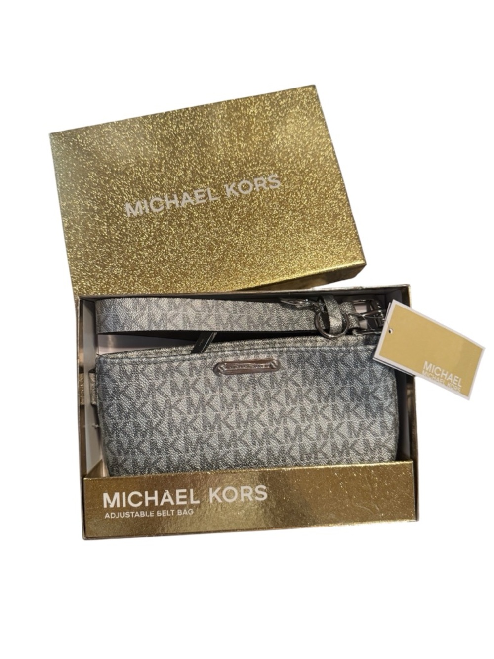 Michael Kors Metallic Silver Monogram Belt Bag
